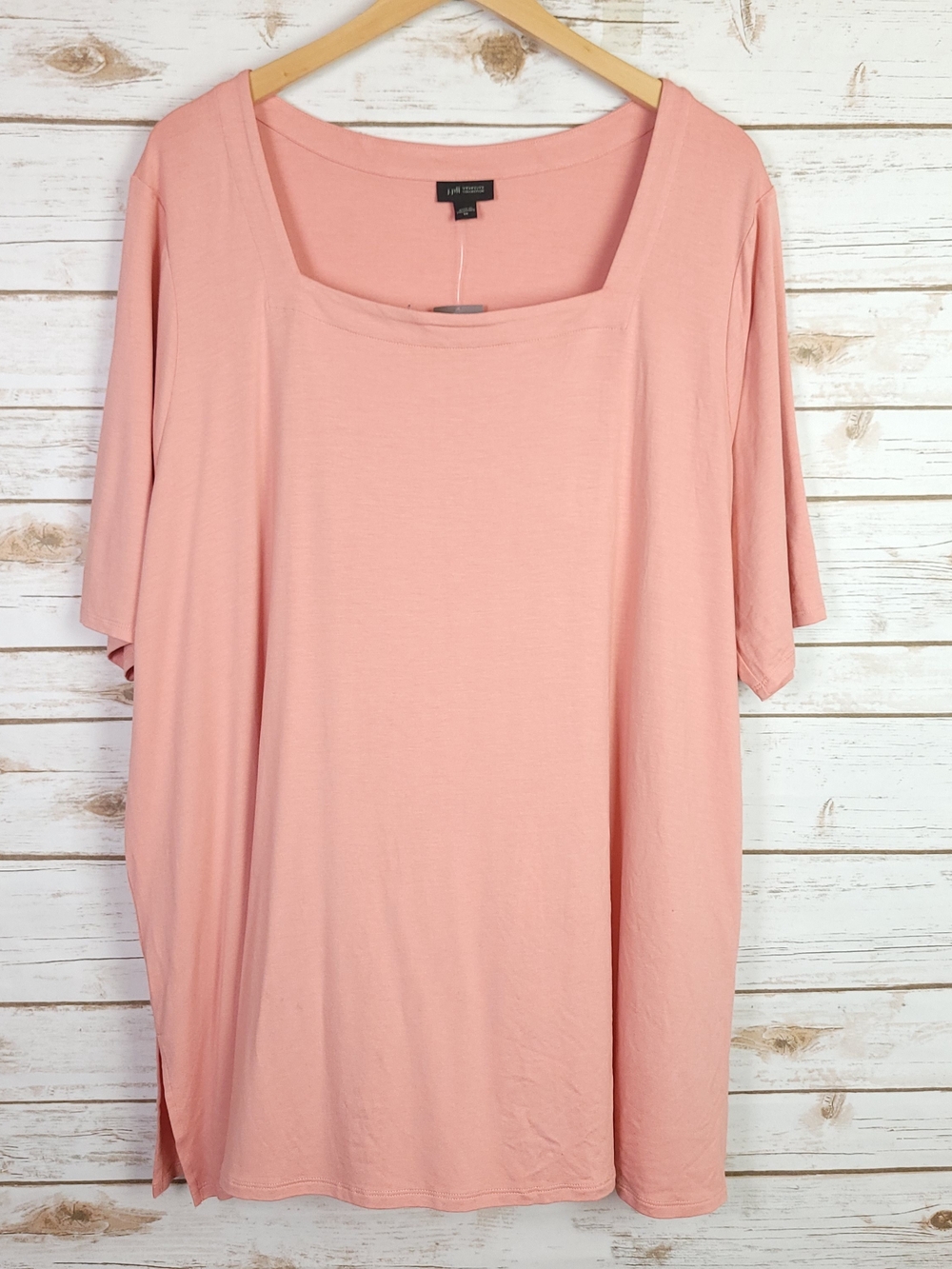 J. Jill Wearever Top 3X Square Neck Short Sleeve Stretch Knit Casual